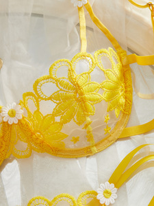 Yellow Lace Womens Intimates Lingerie <b>Set</b> <b>Sexy</b> Sheer Mesh Underwire Bra and Tie Side Thong 2 Piece <b>Set</b> Elegant Underwear <b>Set</b> - Product Image 4