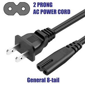 Cable de Alimentación CA con Enchufe Estadounidense, 2 Puntas, Forma de 8, C7 a NEMA 1-15P, para Computadora Portátil, Impresora, Monitor, Proyector, con Certificación ETL - Product Image 1