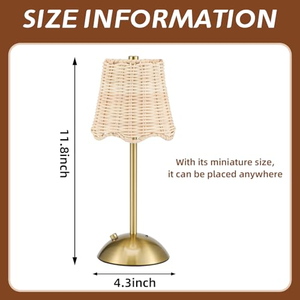 Lampe de table en tissu, lumière de table pour mariage, abat-jour en rotin personnalisé, hauteur réglable, lampes de table de restaurant, rechargeables - Product Image 2