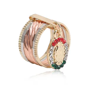 Multi Color 7 Days Jewelry 14k Gold Filled Religious Virgin Mary Gold 7 Bangles Semanario En Oro Laminado luxury rings for women