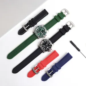 Factory Direct Sales 2 Piece of Silicone Watch Straps 18mm 20mm 22mm 24mm Soft Silicone Watch Bands for Rolex