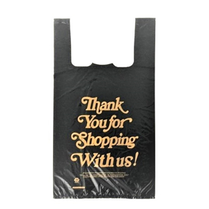 MU Wholesale Reusable PE Black Plastic Thank You T Shirt Shopping <b>Bag</b> for Retail Store - Product Image 3