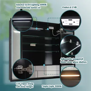 双光源铝框LED浴室镜型号AL-46 - Product Image 6
