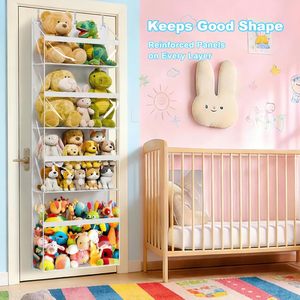 Stuffed Animal Storage 4 Tier Clear <b>Over</b> <b>Door</b> Organizer For Plush Toys Kids Room Storage Solution - Product Image 5