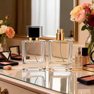 Paquete de 2 Botellas de Perfume Cuadradas de Vidrio Recargables de 50 ml/1.7 oz, <span class=keywords><strong>Atomizador</strong></span> de Viaje Vacío para Mujeres y Hombres - Product Image 5