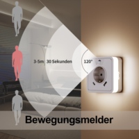 Enchufe de luz con sensor de potencia de 1 salida estándar de la UE, 1 USB, 1 tipo C, interruptor de encendido/automático/apagado, enchufe de extensión de detección corporal de 3-5m