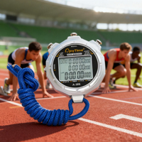 Chronomètre sportif professionnel numérique étanche avec rétroéclairage LCD, grande mémoire de 300 tours, calendrier, chronographe, entraînement, arbitrage