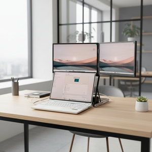 จอภาพพกพาแบบคู่ ODM ขนาด 15.6 นิ้ว แบบเสียบใช้งานได้ทันที ความละเอียด 1080P FHD IPS สำหรับต่อขยายหน้าจอแล็ปท็อป ไม่ต้องใช้ไดรเวอร์ รองรับ Type-C และ HDMI สองจอ - Product Image 5