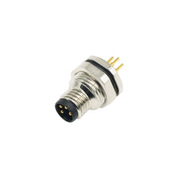Connecteurs circulaires M8 en acier inoxydable IP67 étanches IEC 61076-2-104 à 4 broches pour montage sur carte PCB automobile, orientation droite, mâle