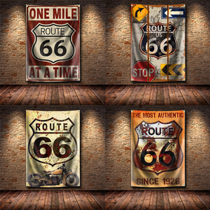 Bandiera Retrò della Route 66, Poster <span class=keywords><strong>Vintage</strong></span> per Decorazione Murale, Insegna Retrò per Garage, Pub, Club, Bar - Product Image 4