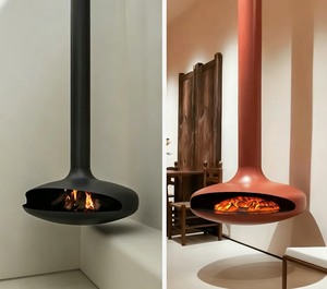 Cheminée suspendue UFO personnalisée avec <span class=keywords><strong>foyer</strong></span> intégré <span class=keywords><strong>au</strong></span> murs en briques, fonctionnant <span class=keywords><strong>au</strong></span> bois/éthanol/<span class=keywords><strong>gaz</strong></span>, pour villa, gîte ou usage commercial - Product Image 5
