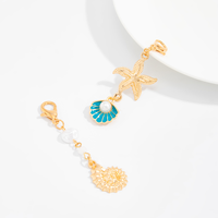 Chaîne de corps style bohème côtier pour bikini, dorée, réglable, avec anneau en O, breloque coquillage et perle, bijou de corps, accessoires de plage et de maillot de bain