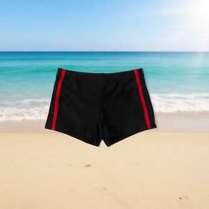 Pantaloncini sportivi da ragazza HDJ neri con strisce rosse taglia 4/6 6/8 8/10 10/12 Costumi da bagno elasticizzati Abbigliamento da spiaggia - Product Image 2
