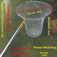 Red de Pesca de Acero Inoxidable de 2.1m, 3.2m, 4.2m, Juego Completo con Caña Telescópica, Bolsa de Malla Dyneema y Cabeza de Red Sólida