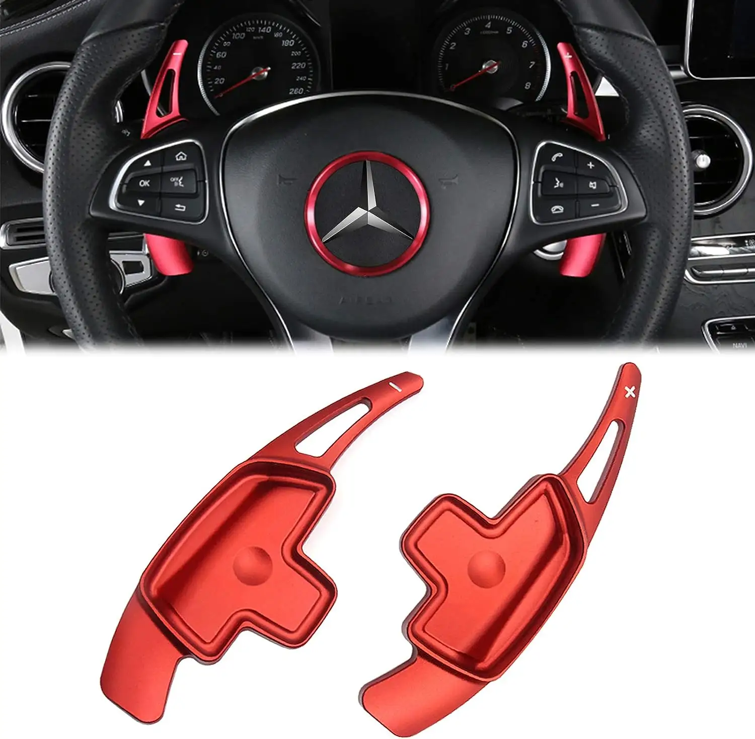 Steering wheel gear lever extension aluminum alloy suitable for Mercedes-benz A B C Cla CLS E G GL GLC GLC GLS Metris SL SLC