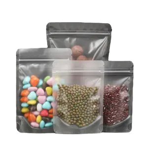 Transparent Clear Plastic Resealable Candy ZipLock Bags Food Packing Stand Up Pouches With Zipper and Tear Notch