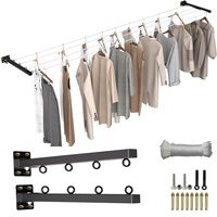 Séchoir à linge mural pliable en fer avec grande capacité de charge, design télescopique peu encombrant pour usage intérieur/extérieur