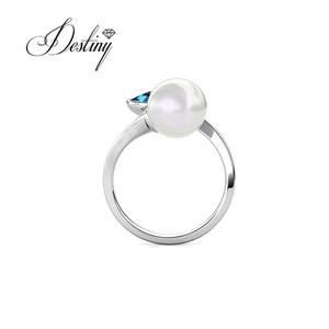 <span class=keywords><strong>Bague</strong></span> réglable en perles pour femmes minimalistes de haute qualité ornée de cristaux <span class=keywords><strong>Swarovski</strong></span> Daisini en argent sterling 925 bijoux - Product Image 5