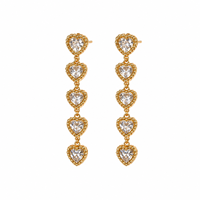 Pendientes de Corazón Románticos KITI, Hipoalergénicos, de Acero Inoxidable, con Circonita Cúbica Brillante, Chapados en Oro PVD, Regalo de Joyería