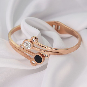 Rose Gold Bracelet With Zircon Accents Geometric Design For Women Party Jewelry - Product Image 3