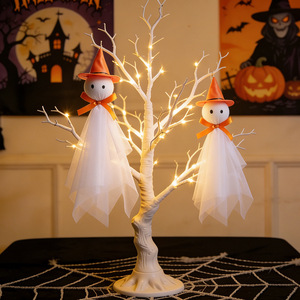 Adornos Colgantes de Fantasmas y <span class=keywords><strong>Brujas</strong></span> de Tul para Halloween, Decoraciones Espeluznantes con Sombreros de Bruja para Puerta Principal, Jardín y Suministros Festivos - Product Image 4