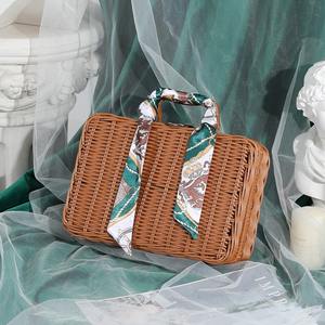 Natural <strong>Father</strong> Mother Bamboo Willow Rattan Gift Box Woven Storage <strong>Hamper</strong> with Lid and Handle for Camping Wicker Picnic Baskets - Product Image 5
