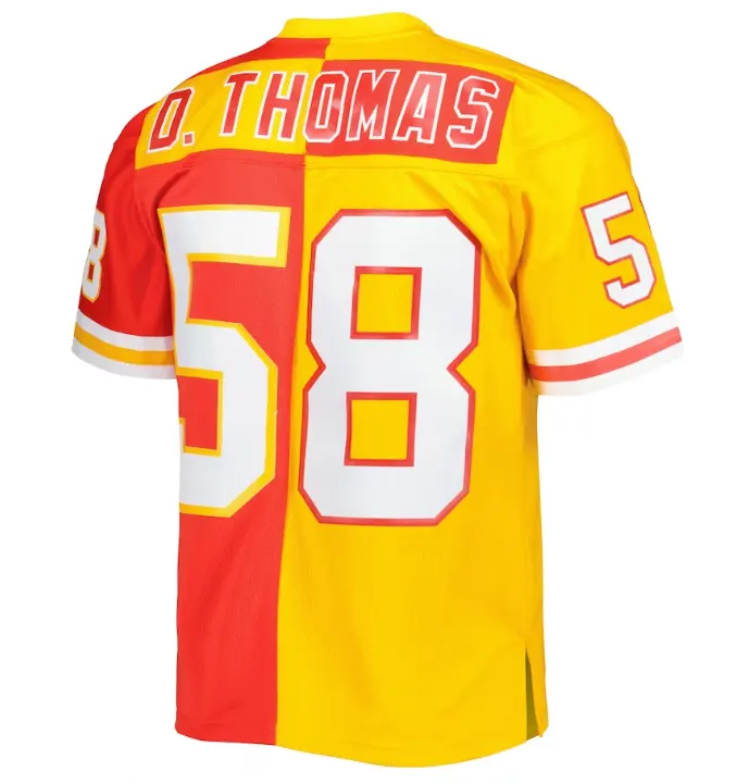 Top Stitched Throw-back Red/Gold 1994 Split American Football Jerseys Kansas City 58 Derrick Thomas