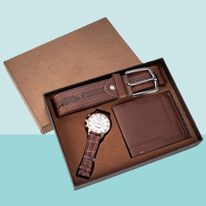 Alta calidad <span class=keywords><strong>cumpleaños</strong></span> padre regalo negocio Pu cartera regalo reloj monedero cinturón conjunto <span class=keywords><strong>de</strong></span> tres piezas caja <span class=keywords><strong>de</strong></span> regalo personalizado hombres reloj conjunto <span class=keywords><strong>para</strong></span> hombres - Product Image 1