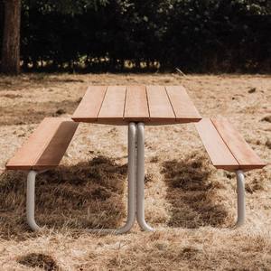 Ensemble table et banc de jardin en aluminium et teck, résistant aux intempéries, pour cour, balcon, parc - Product Image 4