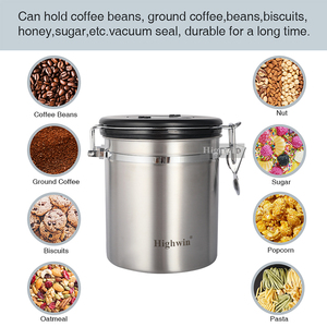 กระป๋องเก็บเมล็ดกาแฟสแตนเลสสตีลแบบสุญญากาศ HIGHWIN รุ่นยอดนิยม พร้อมวาล์วปล่อยก๊าซคาร์บอนไดออกไซด์ - Product Image 4
