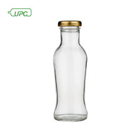 Bouteille transparente vide de 250ml en verre Bouteille de jus de 250ml Bouteille en verre de boisson de 8oz avec couvercle