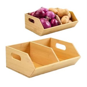 Boîte de rangement rectangulaire en bambou 8-11,9 pouces, organisateur de cuisine multifonction pour comptoir - Product Image 5