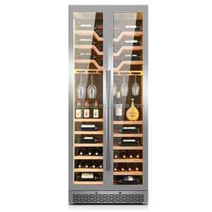 Refroidisseur de présentation du vin électrique sur pied de 2 mètres avec portes en verre chauffantes intégrées en acier inoxydable Hauteur 2000mm pour hôtels - Product Image 3