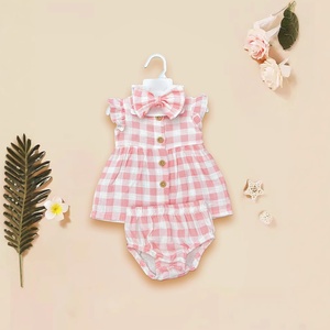 All'ingrosso abito corto da bambina di alta qualità 3 pezzi vestito estivo senza maniche collant body in cotone plissettato <span class=keywords><strong>per</strong></span> bambini - Product Image 3