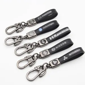 Leder beschriftung Schlüssel bund für Automarken Schlüssel ringe Metall Schlüssel ring Zubehör mit kunden spezifischer Logo-Kette für Auto Frauen Männer Geschenk