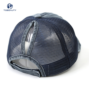 Casquette de Baseball en Coton Lavé Queue de Cheval Maille Sport Papa Mère Diverses Couleurs Chapeau de Camionneur Broderie Chapeau en Détresse - Product Image 4