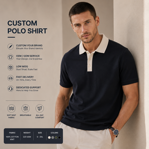 Camiseta Polo Personalizada con Logotipo para Hombre, Manga Corta, Color Sólido, Tejido Transpirable, Estilo Casual Elegante, Servicio OEM ODM - Product Image 1