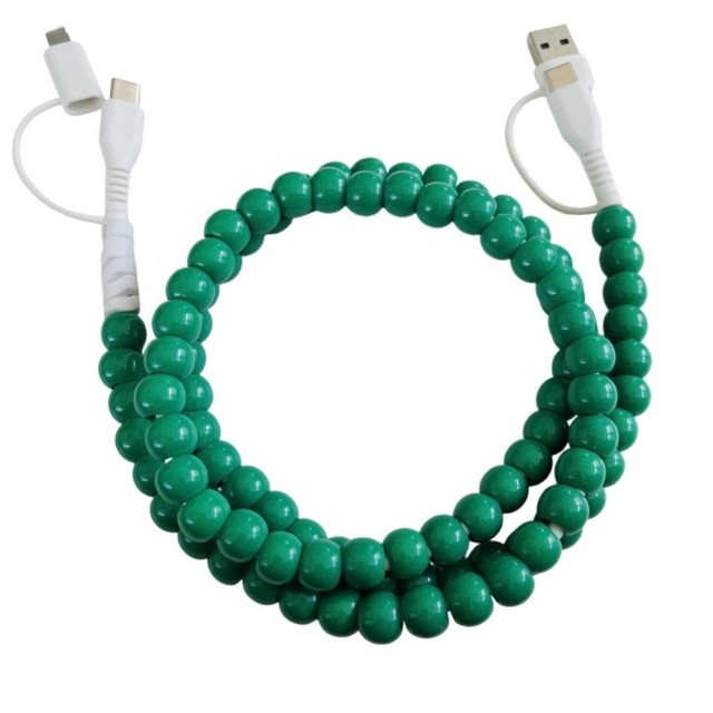 Support OEM Design Solid Colors Beads Beaded Charging USB3.0 USB a Type C to USB C Cable for Phones