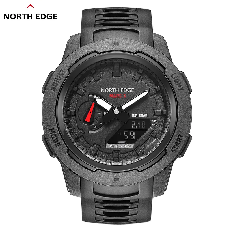 NORTH EDGE Mars3 jam tangan cerdas pria, arloji cerdas serat karbon Pedometer tahan air 50m untuk lelaki
