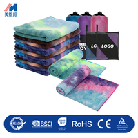 Tapis de yoga en microfibre plastique recyclé avec impression de colorant de cravate antidérapant avec logo personnalisé écologique