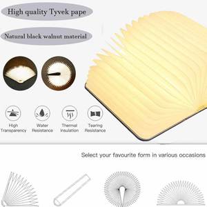 Lámpara de Lectura LED Plegable con Cubierta de Madera y Papel Tyvek, Recargable por USB, para Regalo Creativo - Product Image 3