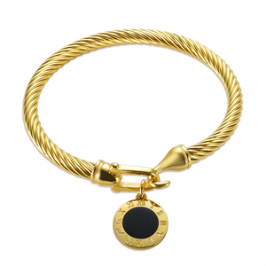 กำไลข้อมือสแตนเลสสตีลชุบทอง 18K แบบเคลือบ PVD กันเหงื่อและกันน้ำ ดีไซน์เกลียวลายมหาสมุทร สำหรับผู้หญิง - Product Image 4