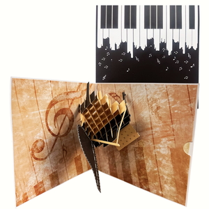 Tarjeta de Felicitación Creativa de Papel para Regalo, Personalizada, <span class=keywords><strong>con</strong></span> Diseño 3D de <span class=keywords><strong>Piano</strong></span> Plegable, para <span class=keywords><strong>Cumpleaños</strong></span>, en Venta - Product Image 2