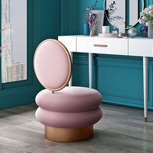 Nordic Light Luxury Makeup Ottoman Chairs <strong>Bedroom</strong> Vanity Table <strong>Stools</strong> Simple Metal Frame Makeup Chairs - Product Image 4