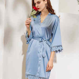 FUNG 3031 <span class=keywords><strong>donna</strong></span> Sexy abito <span class=keywords><strong>da</strong></span> <span class=keywords><strong>notte</strong></span> in raso di pizzo <span class=keywords><strong>vestaglia</strong></span> <span class=keywords><strong>da</strong></span> bagno abbigliamento per dormire abito Kimono <span class=keywords><strong>da</strong></span> <span class=keywords><strong>donna</strong></span> - Product Image 1