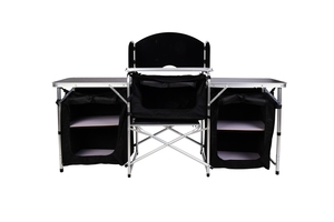 <span class=keywords><strong>Table</strong></span> de camping pliable avec pare-vent et 3 armoires de rangement Multifonctionnelle pour les barbecues, les pique-niques et les activités de plein air Noir - Product Image 6