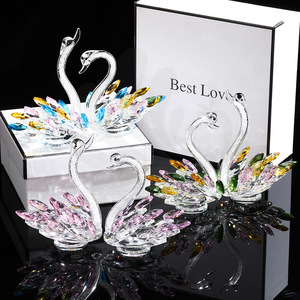 <b>Crystal</b> Swan Figurine <b>Set</b> Colorful Glass Decor Wedding Gift Home Decoration - Product Image 2