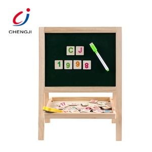Lavagna Magica Educativa per Bambini in Legno a Doppia Faccia Colorata con Supporto - Product Image 3