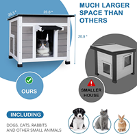 Maison pour chat d'extérieur en bois, abri pour chats errants résistant aux intempéries, enclos pour chatons avec toit en asphalte imperméable pour jardin et cour arrière