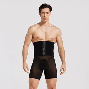 Culotte grande taille pour homme grande taille Corset taille haute jambe en plastique de la hanche boucle à trois rangées culotte grande taille en coton respirant